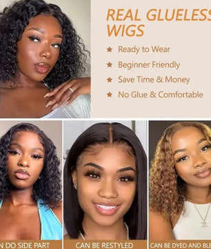 10 Inch Brazilian Deep Wave Curly Bob Wig 4x4 Glueless Lace Closure Wigs