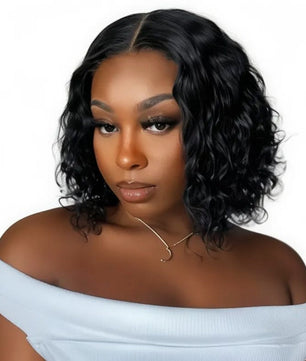 10 Inch Brazilian Deep Wave Curly Bob Wig 4x4 Glueless Lace Closure Wigs